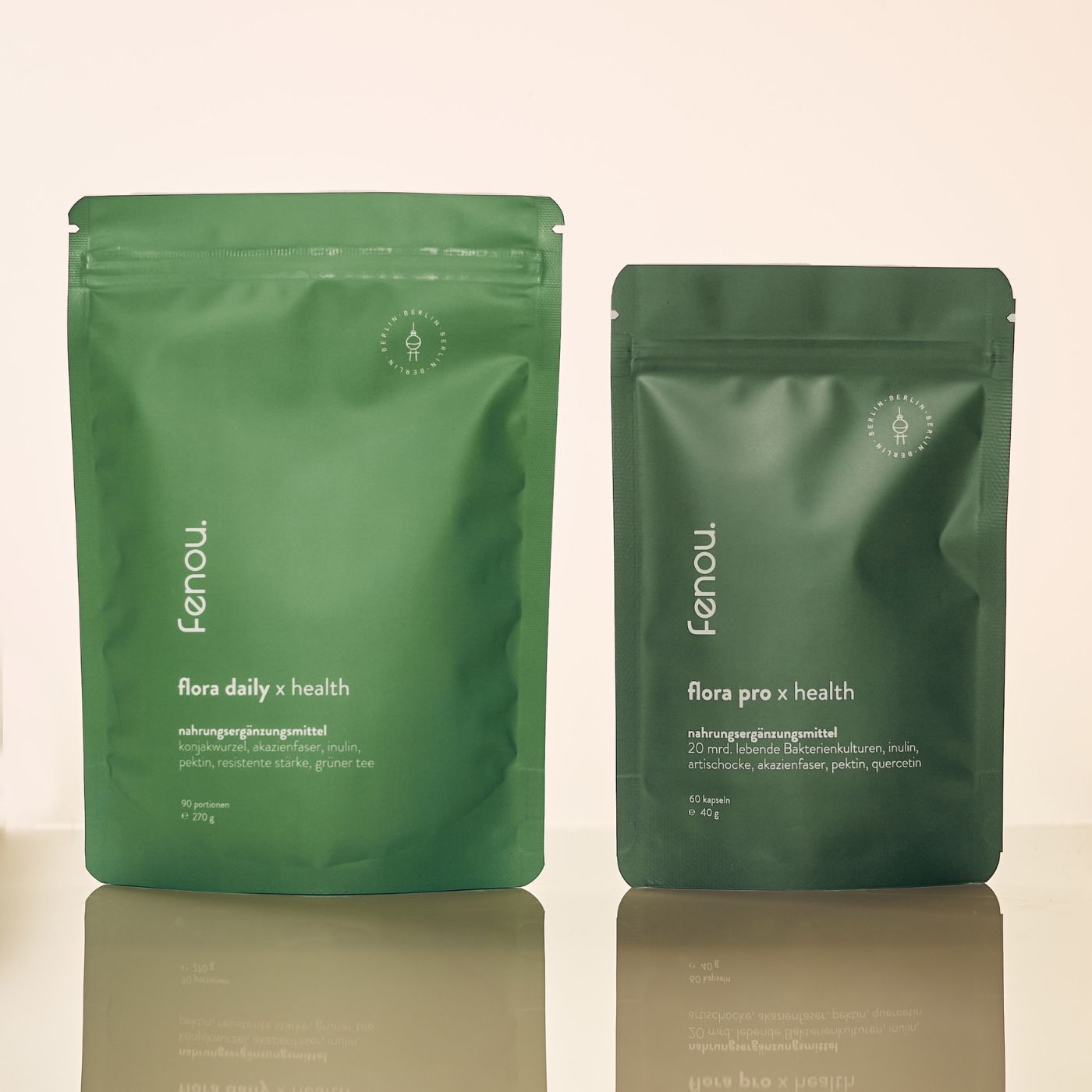 ein Beutel flora daily und ein Beutel flora pro. mythen rund ums abnehmen