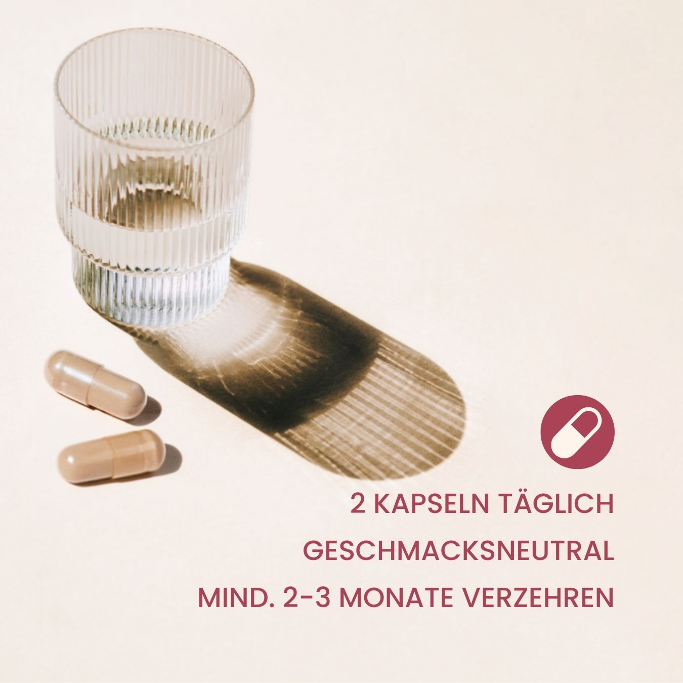 Verzehr fenou balance Kapseln mit Wasserglas