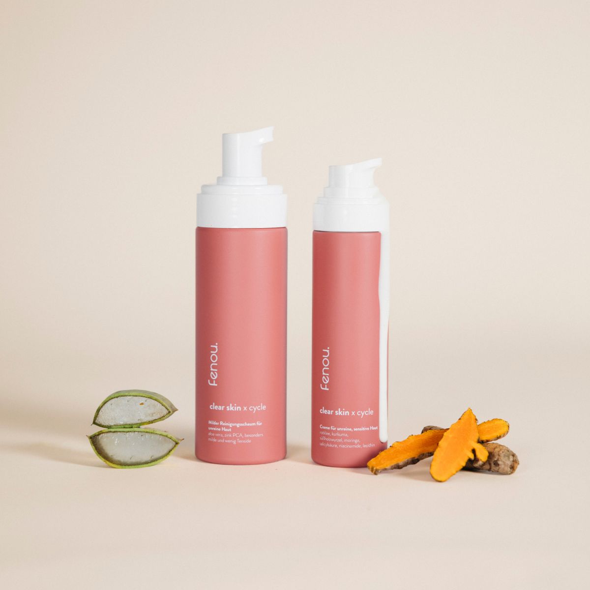 fenou clear skin Creme und Reinigungsschaum, creme bei akne, reinigung bei akne