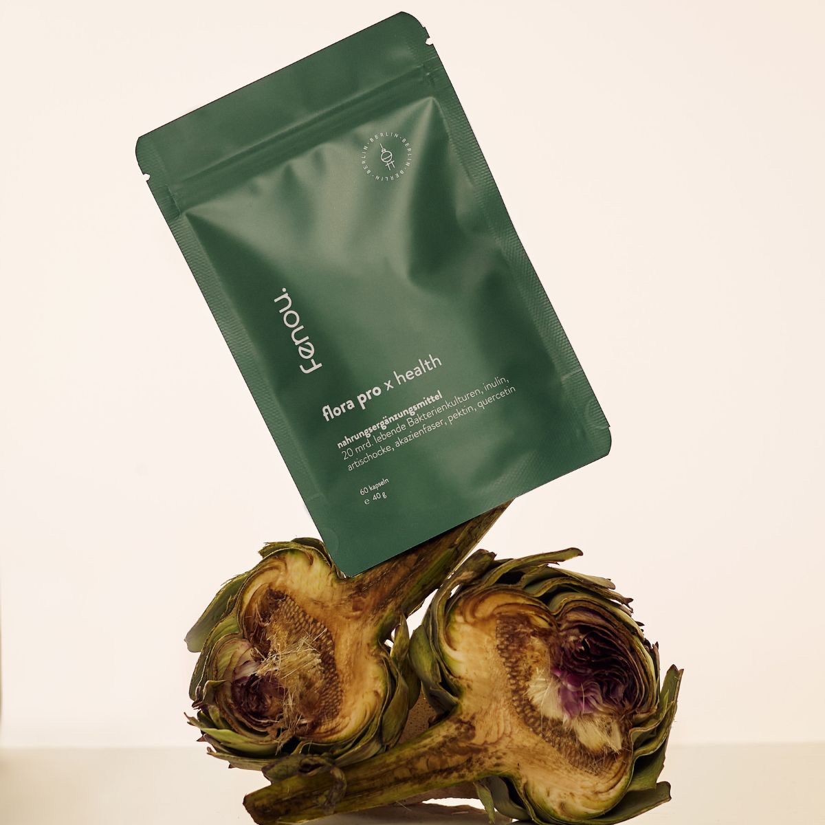 ein Beutel fenou flora pro auf Artischocken, probiotische Nahrungsergänzung