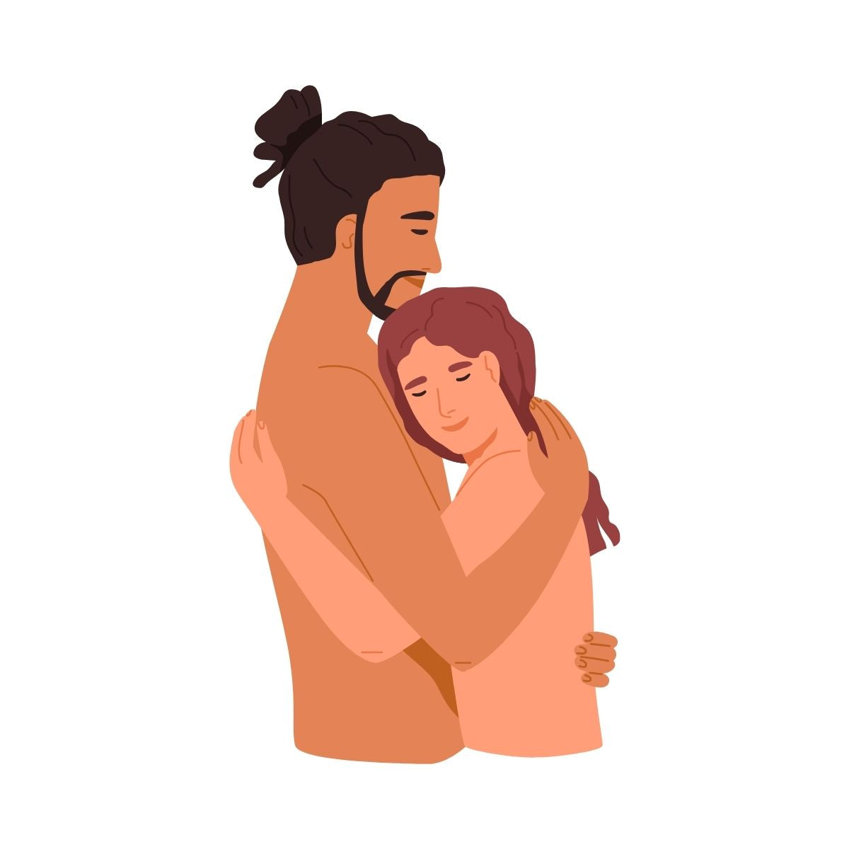illustration eines nackten pärchens, das sich umarmt