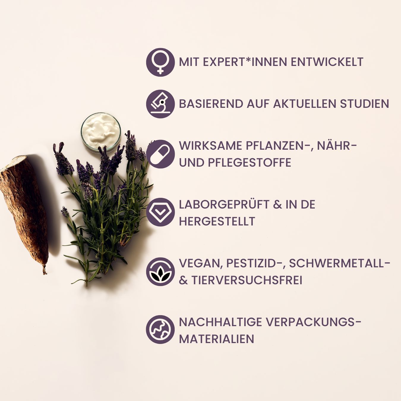 Infographik mit Inhaltsstoffen von shine und Vorteilen