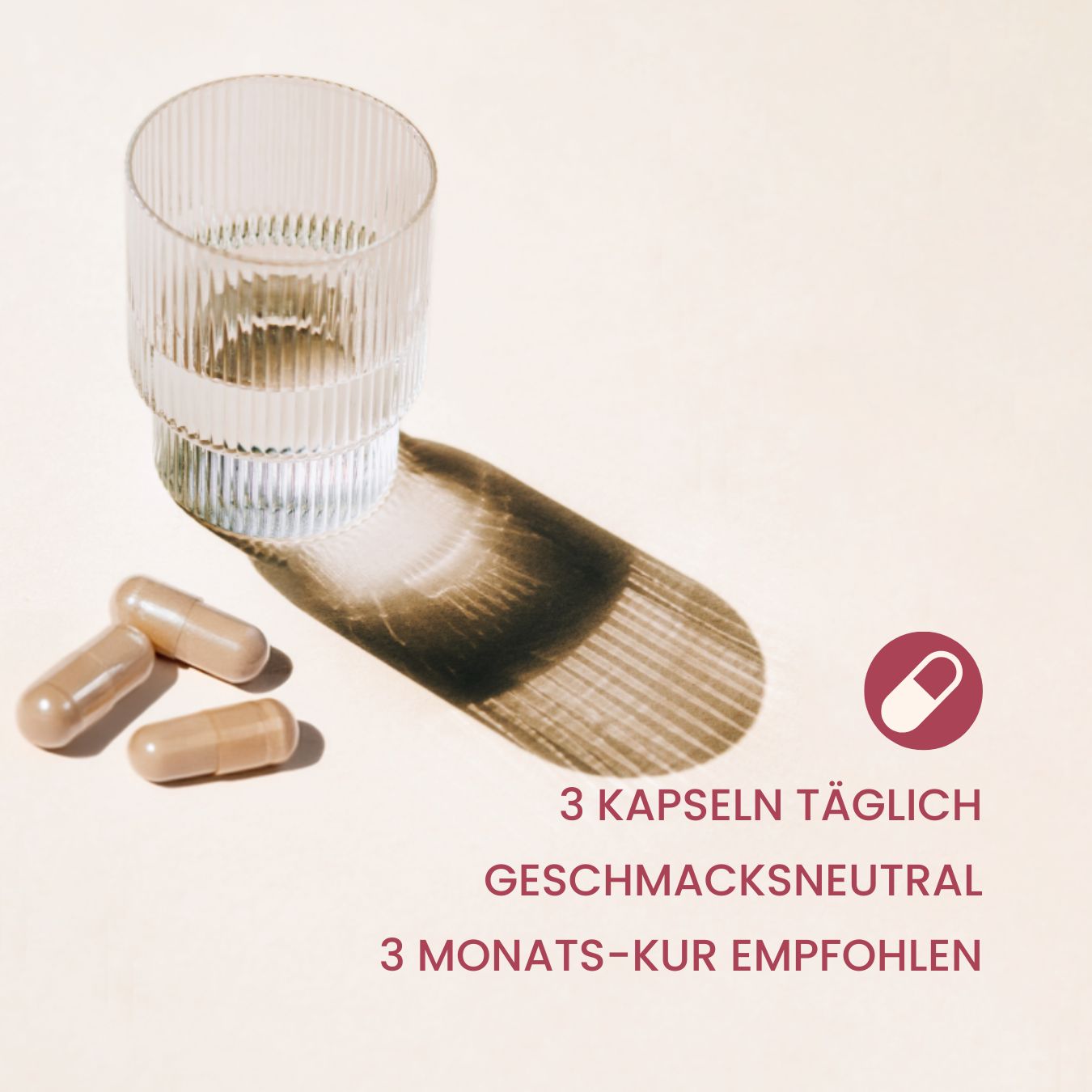 verzehr reset kapseln mit Wasserglas