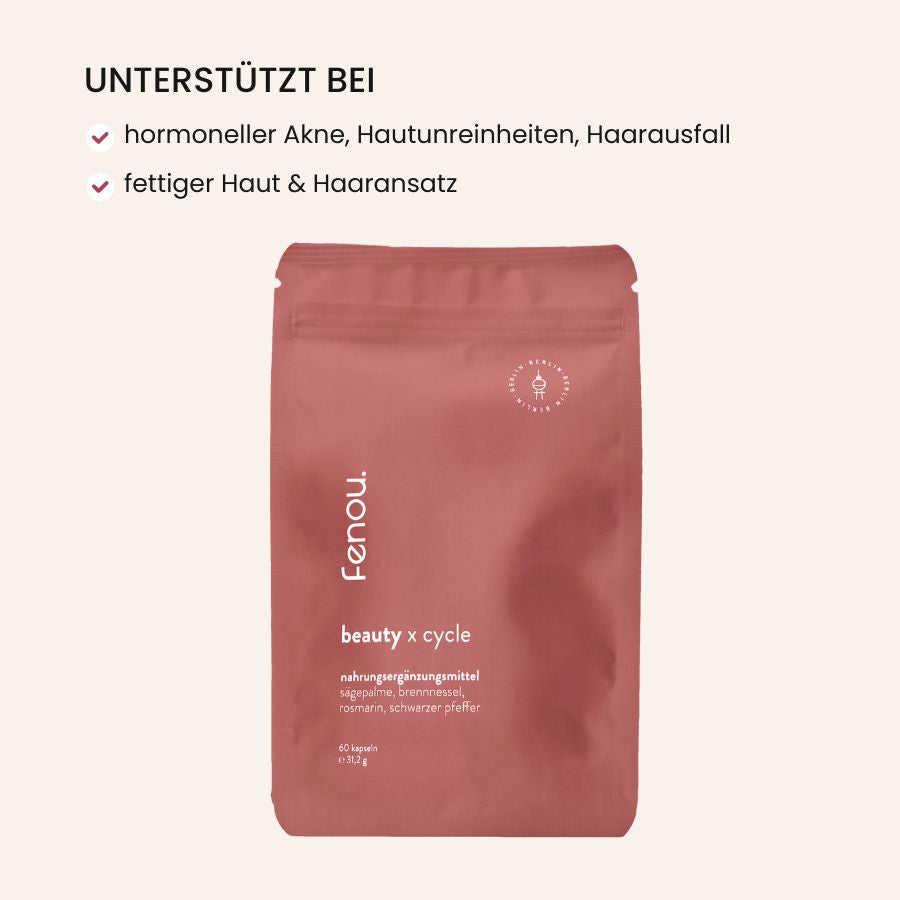 Produktbild fenou beauty bei hormoneller Akne, hormonell bedingter Haarausfall