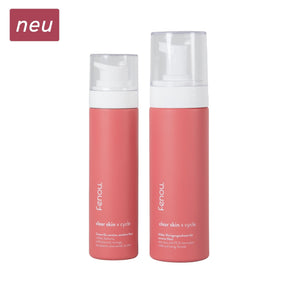 Set aus Glasflasche clear skin Creme und Flasche clear skin Foamer