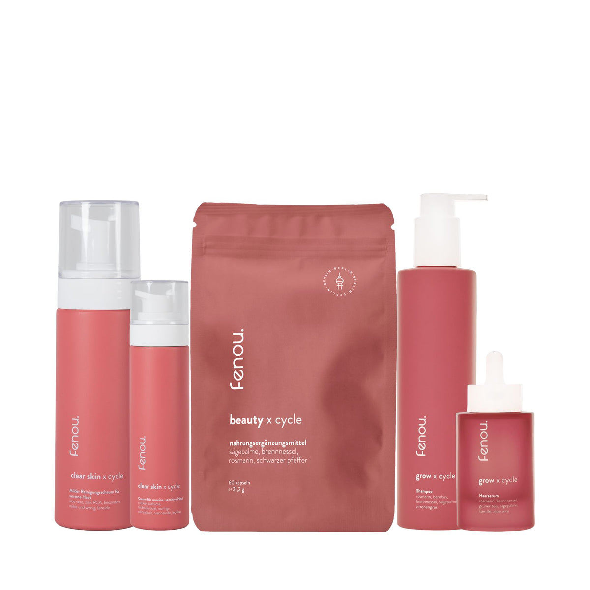 fenou ultimate hair and skin bundle aus clear skin, beauty und grow Haarshampoo und grow Haarserum