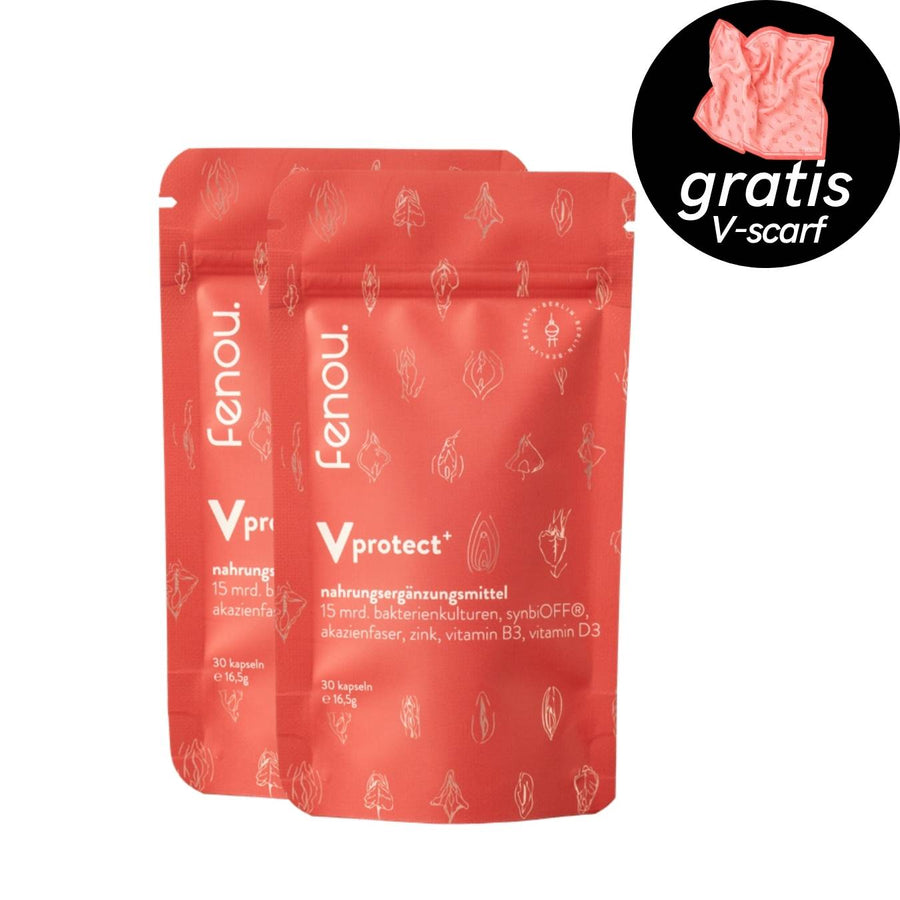 Angebot: zu zwei Beuteln Vprotectplus gibt es einen V-scarf gratis dazu, Vaginalflora, Scheidenflora